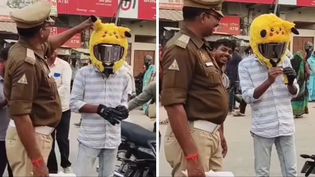 pikachu, pikachu helmet viral video, viral video pikachu, cop pikachu viral video, cop pikachu helmet viral video",
