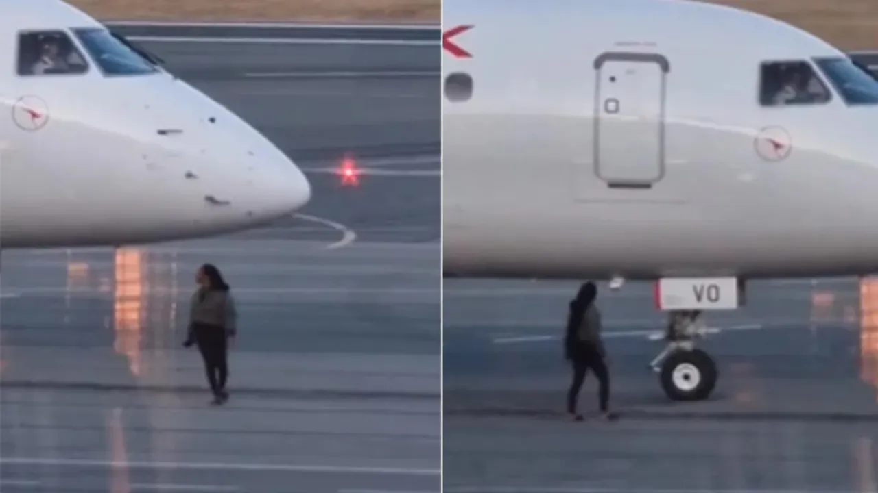 "Viral Video, Australia, Australian woman, Woman runs onto tarmac stops flight, Woman runs onto tarmac, woman runs to stops flight, viral news, trending news