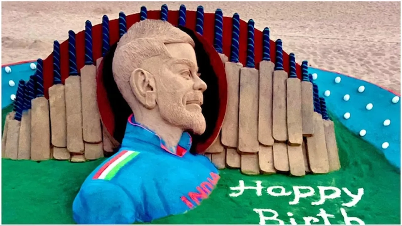 sand artist, Sudarsan Pattnaik, virat kohli, virat kohli birthday, virat kohli cricket, india, cricket, puri, odisha, sand artist, viral video, trending, trending stories,",