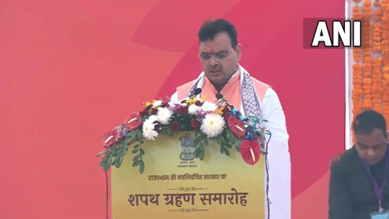 Rajasthan CM Swearing in Ceremony, PM Modi, Narendra Modi, PM Modi in Jaipur, Bhajan Lal Sharma Swearing in Ceremony, Bhajan Lal Sharma Oath Taking Ceremony, Rajasthan Elections, Chief Minister Bhajan Lal Sharma