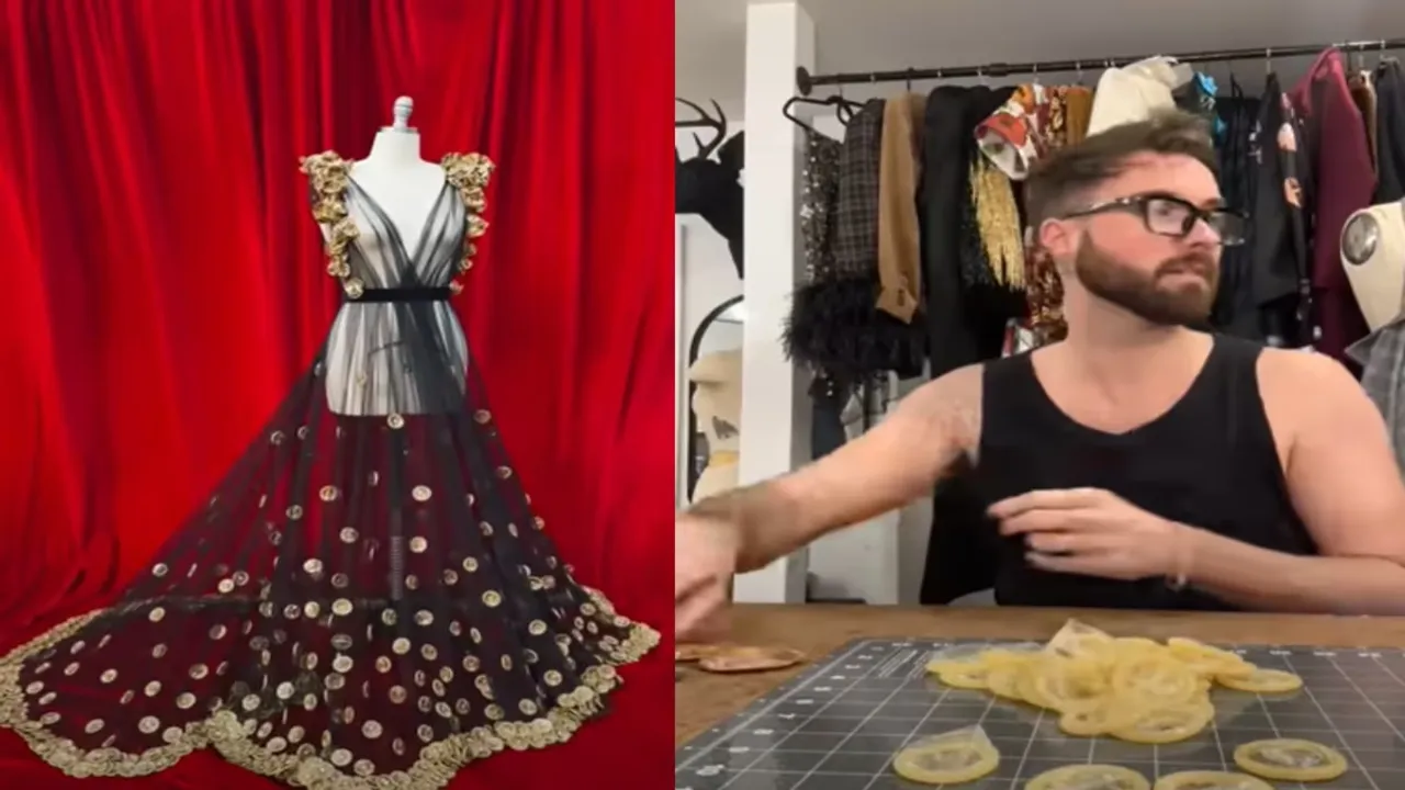 CONDOM, VIral Video, YouTube, Man designs a gown using condoms, condom gown video, gown video, condom video, condorm gown viral video, trending video