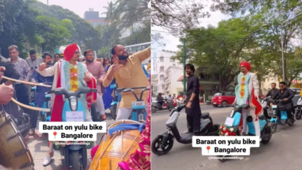 "Viral Video, Viral News, Baraat on Yulu Bikes, Yulu Bikes, Trending news, Social Media, Bengluru Viral Video,