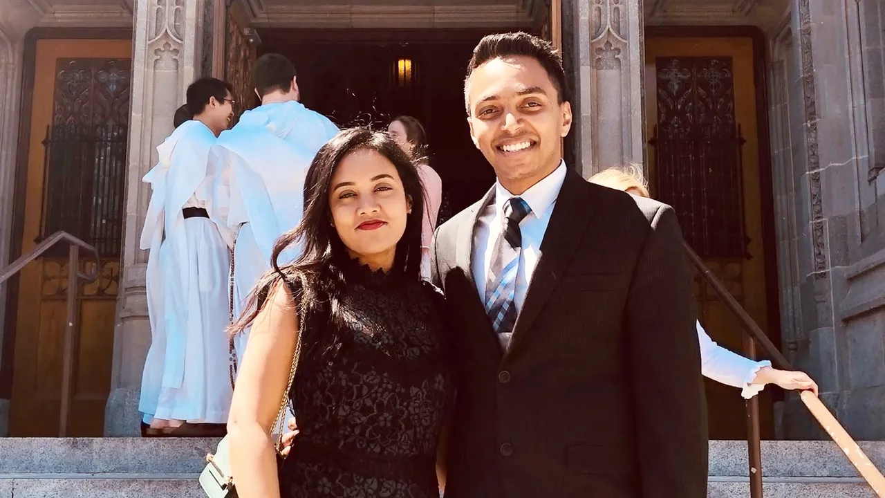 Former Meta engineer Anand Sujith Henry and his wife Alice Benziger. (Facebook/Alice Benziger)