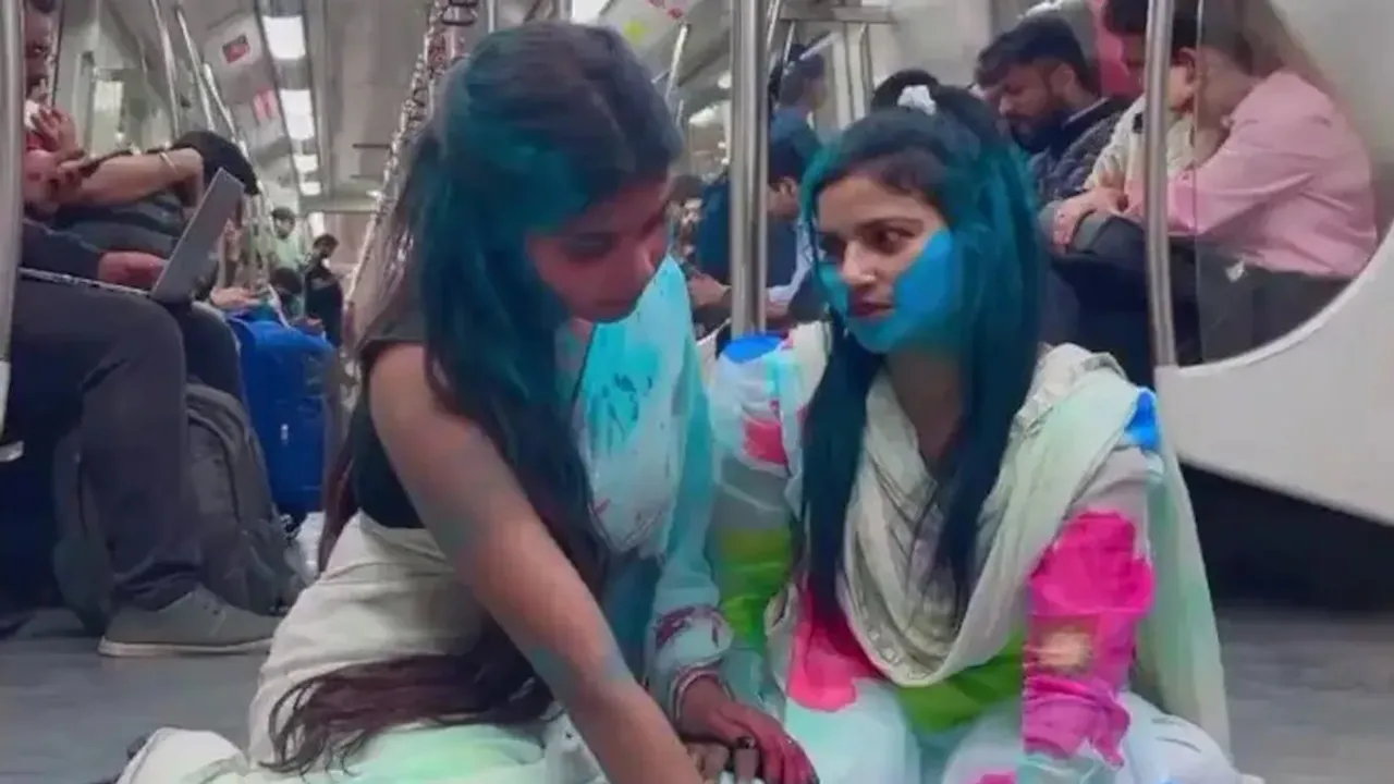 delhi metro girls vulger holi viral video, delhi metro holi viral video, holi in metro, Metro Station, Seduction Station, Holi Celebration Inside Delhi Metro, Girls vulger dance in Delhi Metro, Girls vulger dance in metro, Girls vulger dance in Delhi Metro, Holi in Delhi Metro, Girls playing Holi in Delhi Metro, viral video, viral video of Delhi Metro, Delhi Metro viral video, Delhi Metro new video, Delhi Metro video viral, trending video, reels , reels in metro"