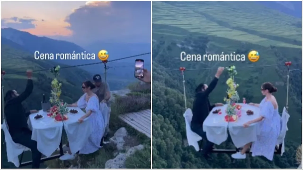 couple dining in the sky"," couple mid air dining experience"," couple daring romantic date"," daring romantic date video