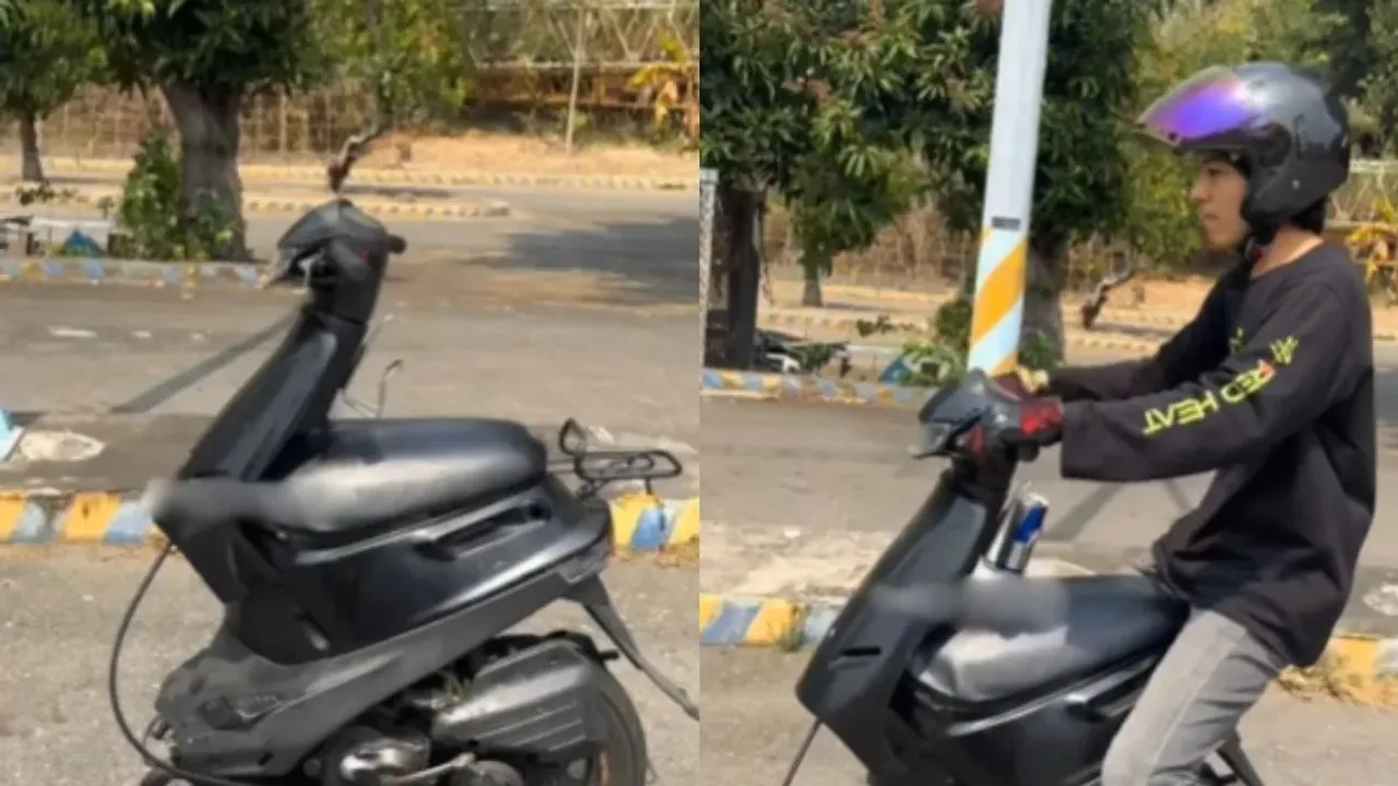 Viral Video, Viral Scooty Video, Viral News, Trending News, Bizarre, Trending video, scooty for single person, single seat scooty, Weird Scooty,
