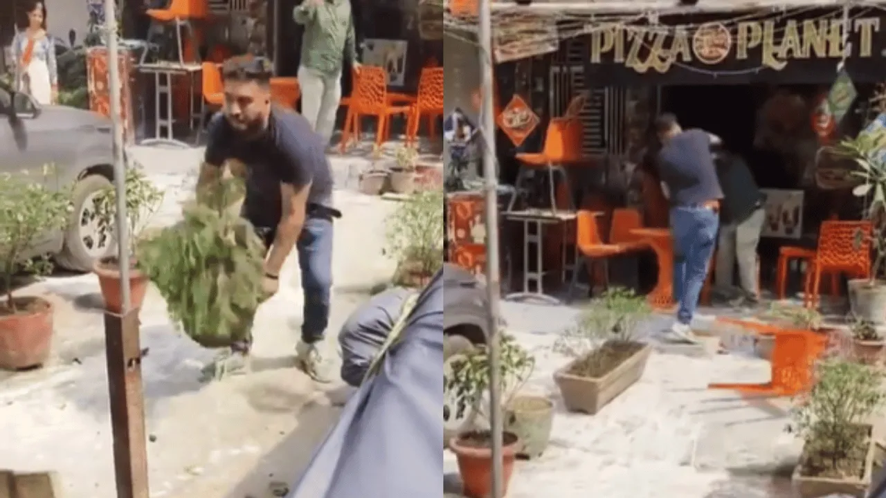 Viral Video,Man Beats Elderly,man Breaks Flower Pots Over Parking Issue,Parking Issue,Parking Issue in india,fight over Parking Issue,chaos over Parking Issue,man Breaks Flower Pots,viral,viral news,trending,trending news,news,latest news