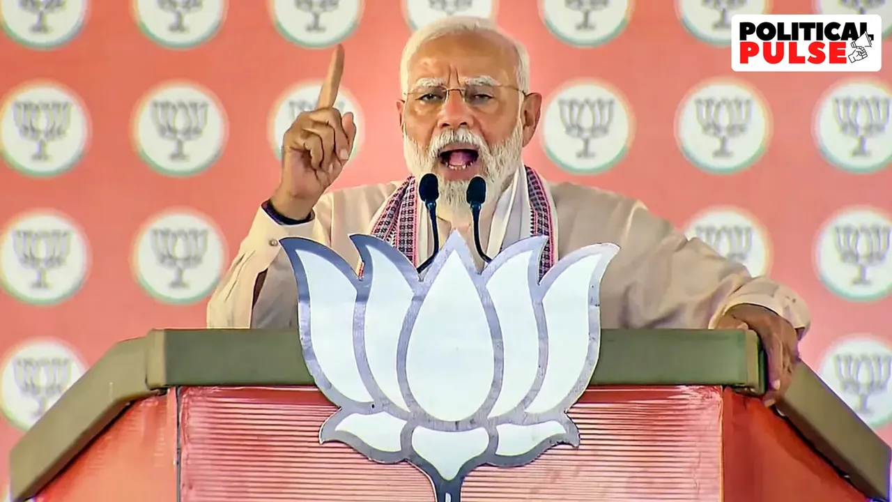 Prime Minister Narendra Modi addresses a public meeting for Lok Sabha elections, in Morena, Madhya Pradesh, Thursday, April 25, 2024. (PTI Photo)