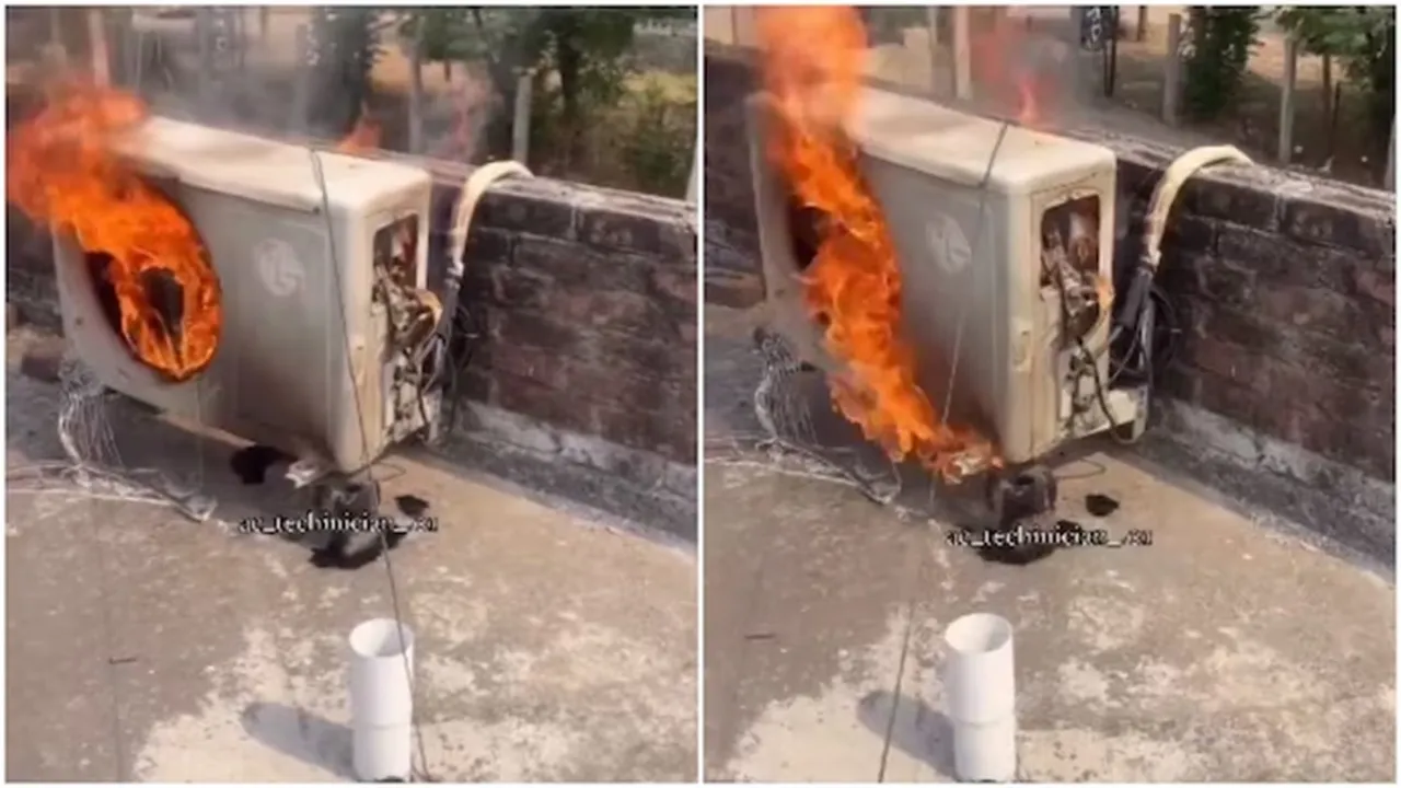 "Punjab"," heatwave"," viral video"," AC unit burning"," trending"," north india","