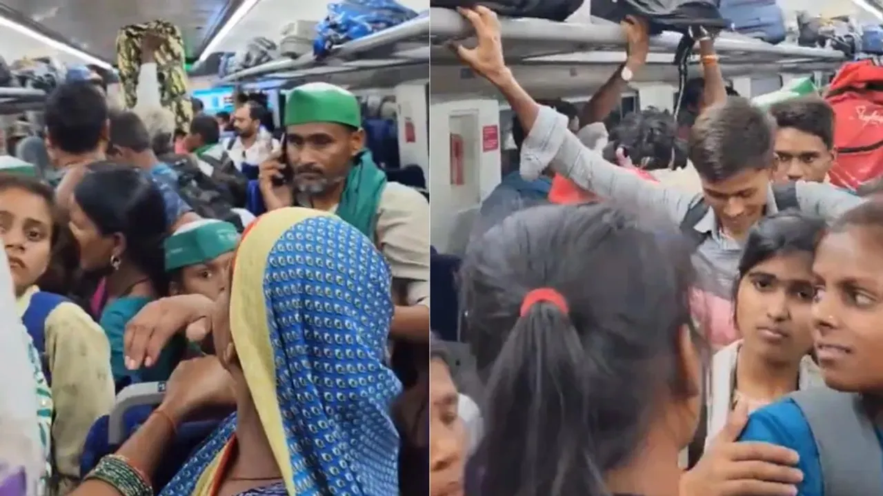 Ticketless passenger, Ticketless Railway passenger, Vande Bharat, Vande Bharat Express, Vande Bharat Lucknow, Vande Bharat Express Lucknow, Indian railway, Train viral video, Crowd in train, Viral videos, trending videos, trending news