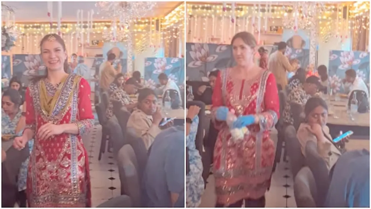 "salwar kameez"," waitresses"," switzerland"," waitress in switzerland salwar kameez"," viral video