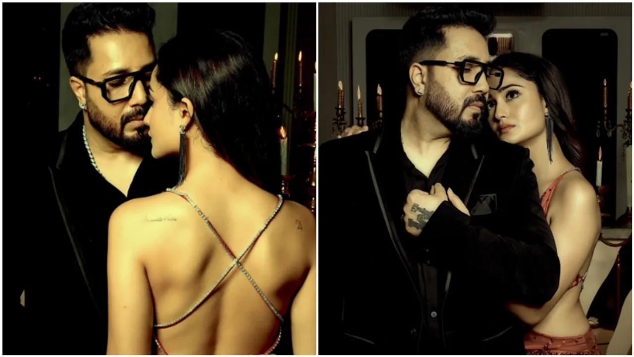 mika singh, mika singh with Bengali actress tridha, tridha Choudhury, tridha Choudhury with mika singh, Bollywood, mika and tridha together