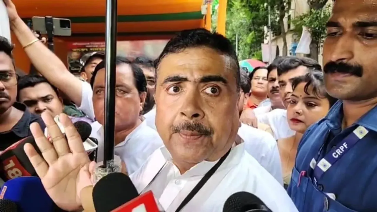 Suvendu criticizing the Tmc during dharna rally in front of the Raj Bhavan, রাজভবনের সামনে ধরনায় শুভেন্দু অধিকারী