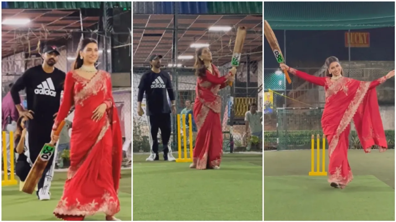 Rukmini moitra shared a video where she playing cricket in a saree with dev