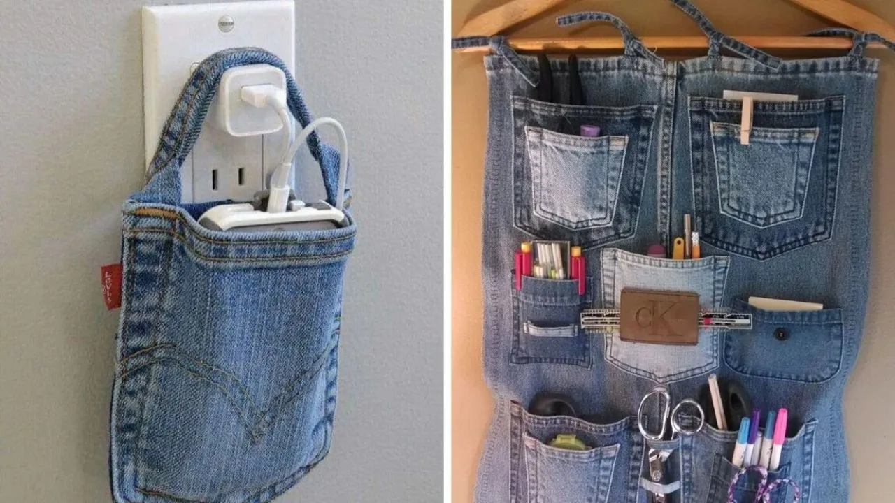 old jeans home decor items