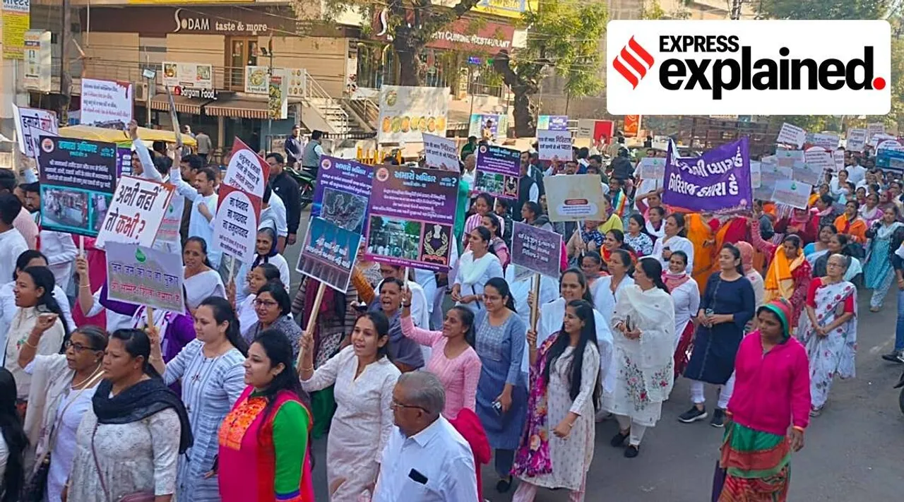 Members of Jain community take out a rally in Rajkot. (Express photo)