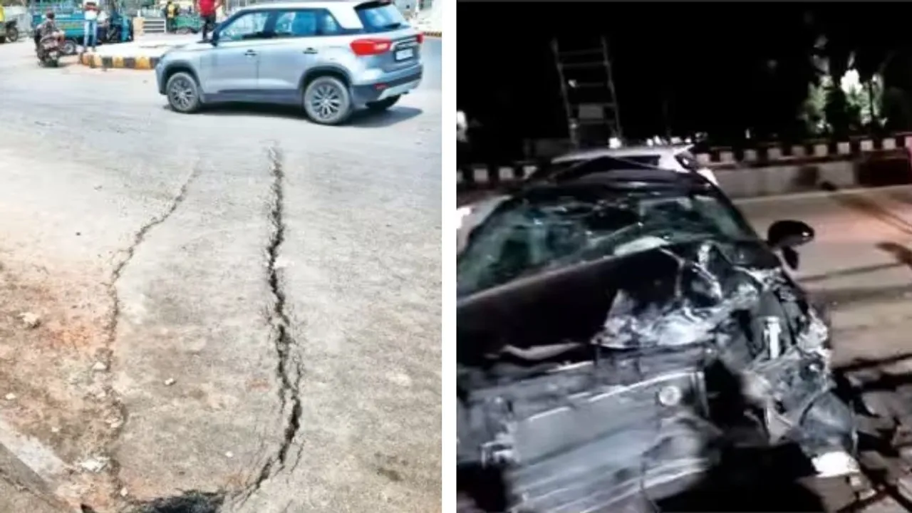 Ahmedabad, Sarkhej Roza Safety wall collapsed, road crack Shahpur, Vadodara accident