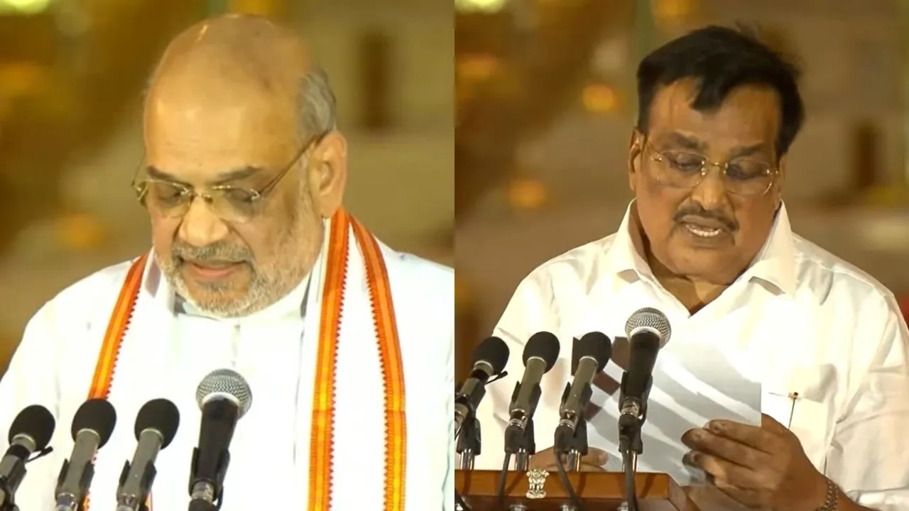 Amit Shah, CR Patil, PM Narendra Modi Oath Ceremony
