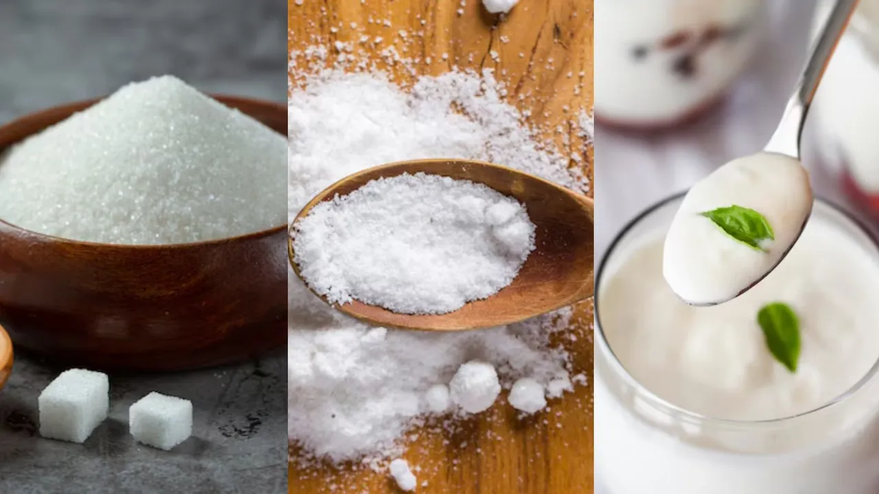 Curd with sugar and salt