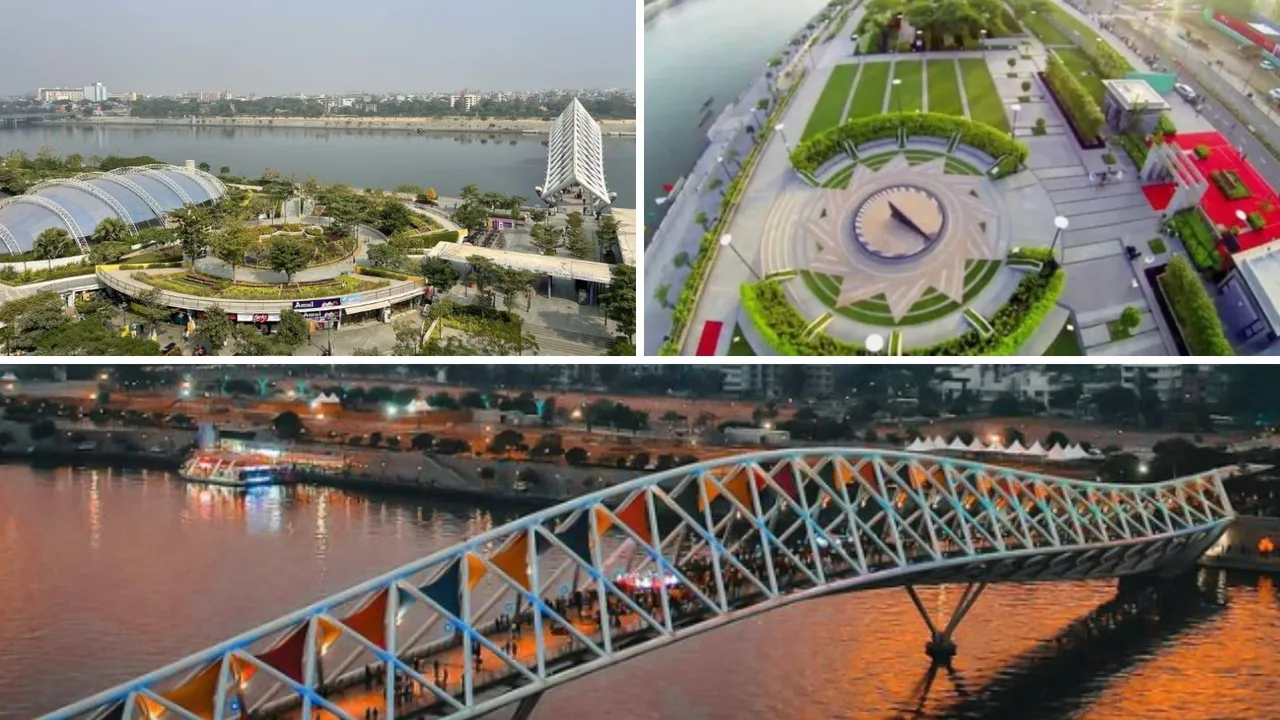 Ahmedabad Atal Bridge, Sabarmati Riverfront Garden, Ahmedabad Sabarmati Riverfront Garden,