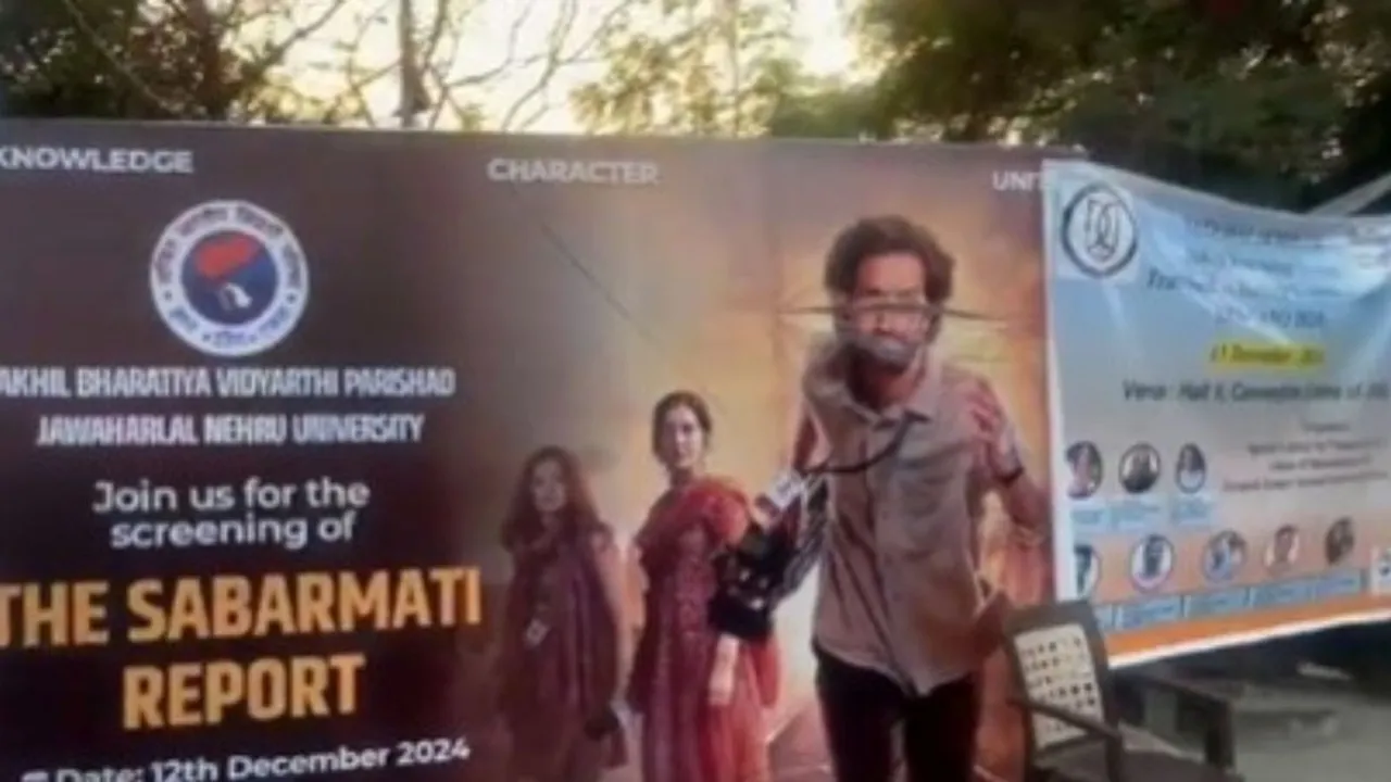 Sabarmati Film Screening, JNU, Sabarmati Report Film,
