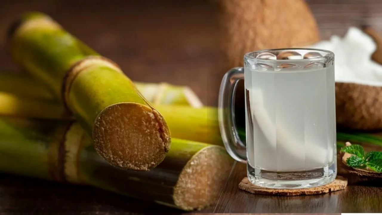 coconut water, sugarcane