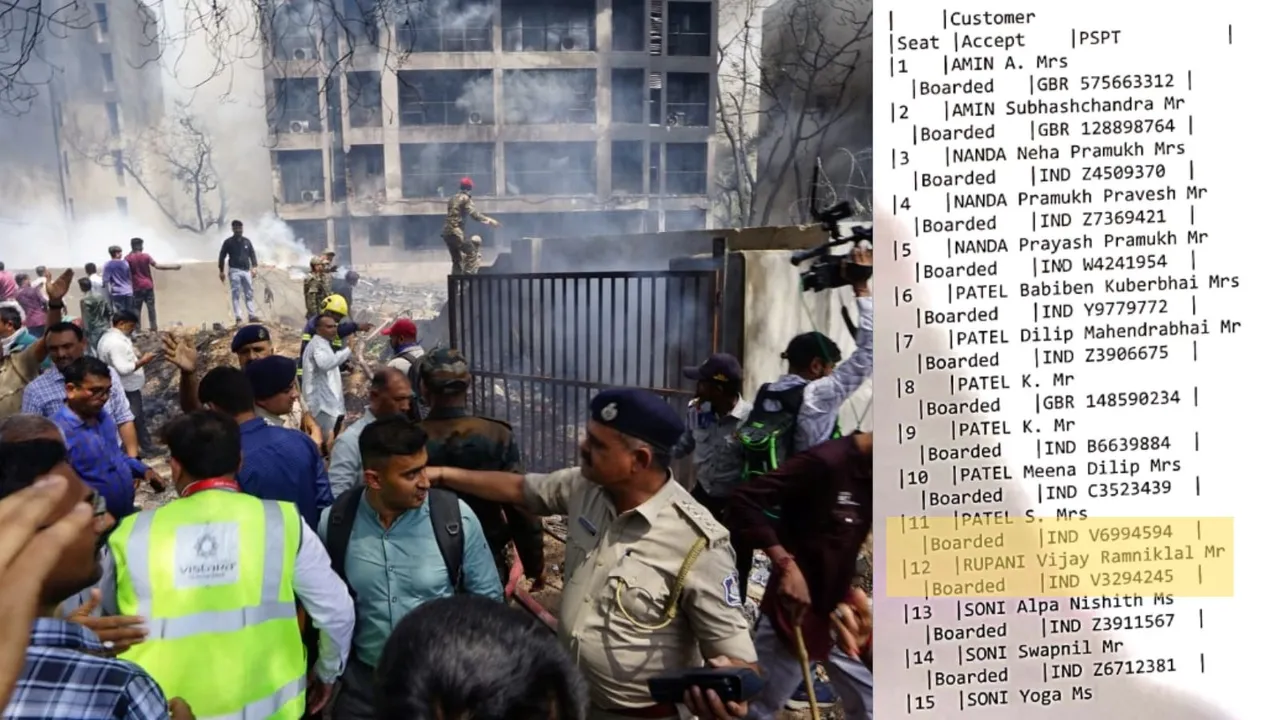 plane accident passenger list