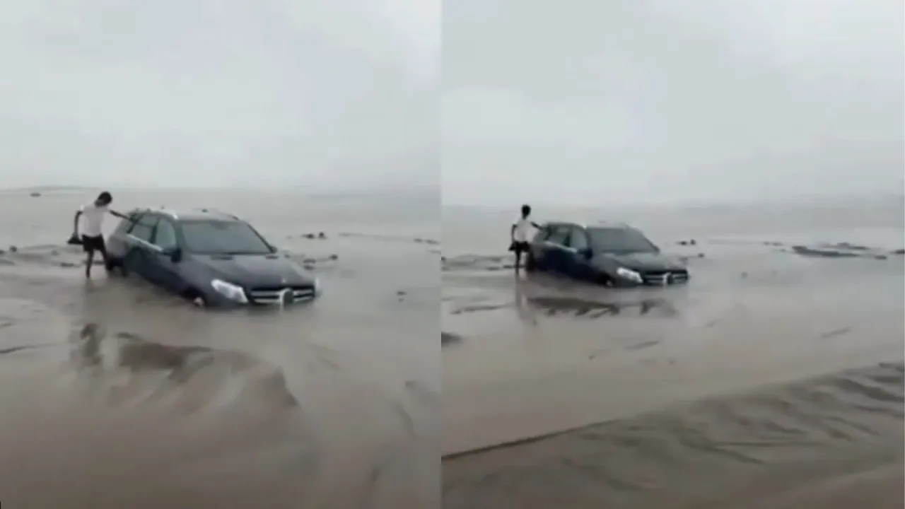 Mercedes car stuck, Surat Police