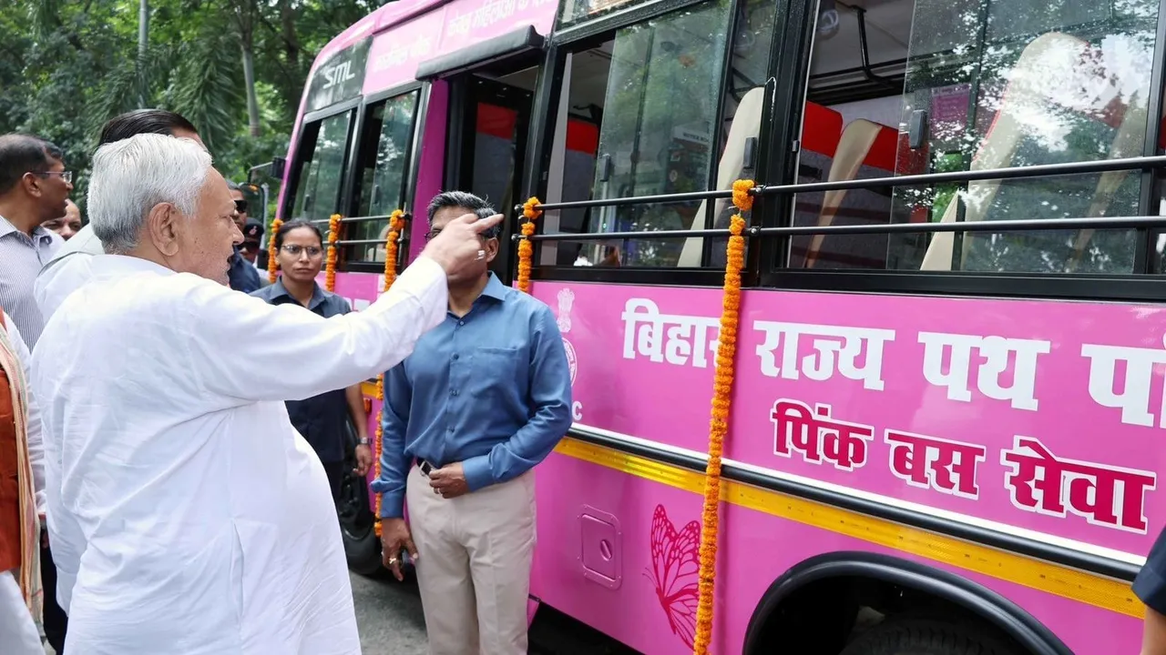 CM Nitish Kumar, Bihar Election 2025, Pink Bus Service For Women
