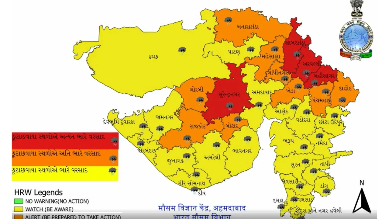 Red alert for rain in Gujarat