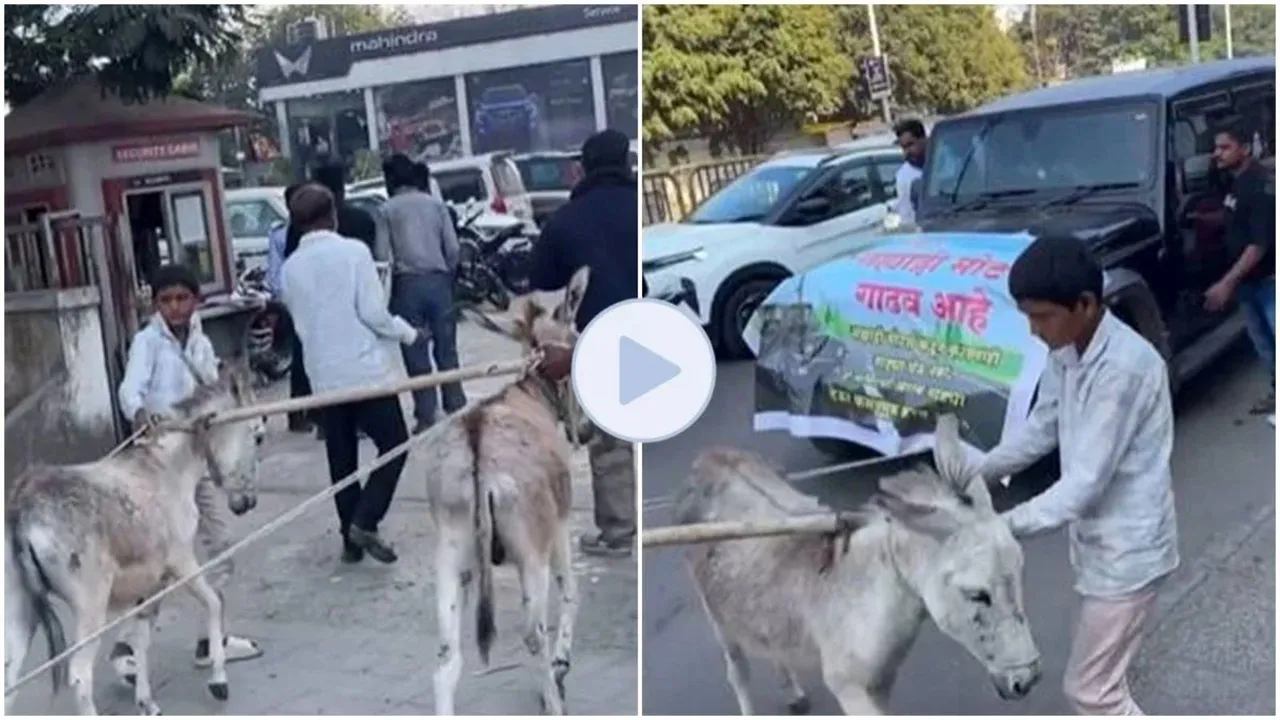 Thar video viral, Thar draged by donkey