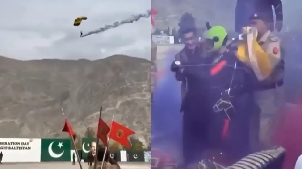Pakistani paraglider lands on chief guest