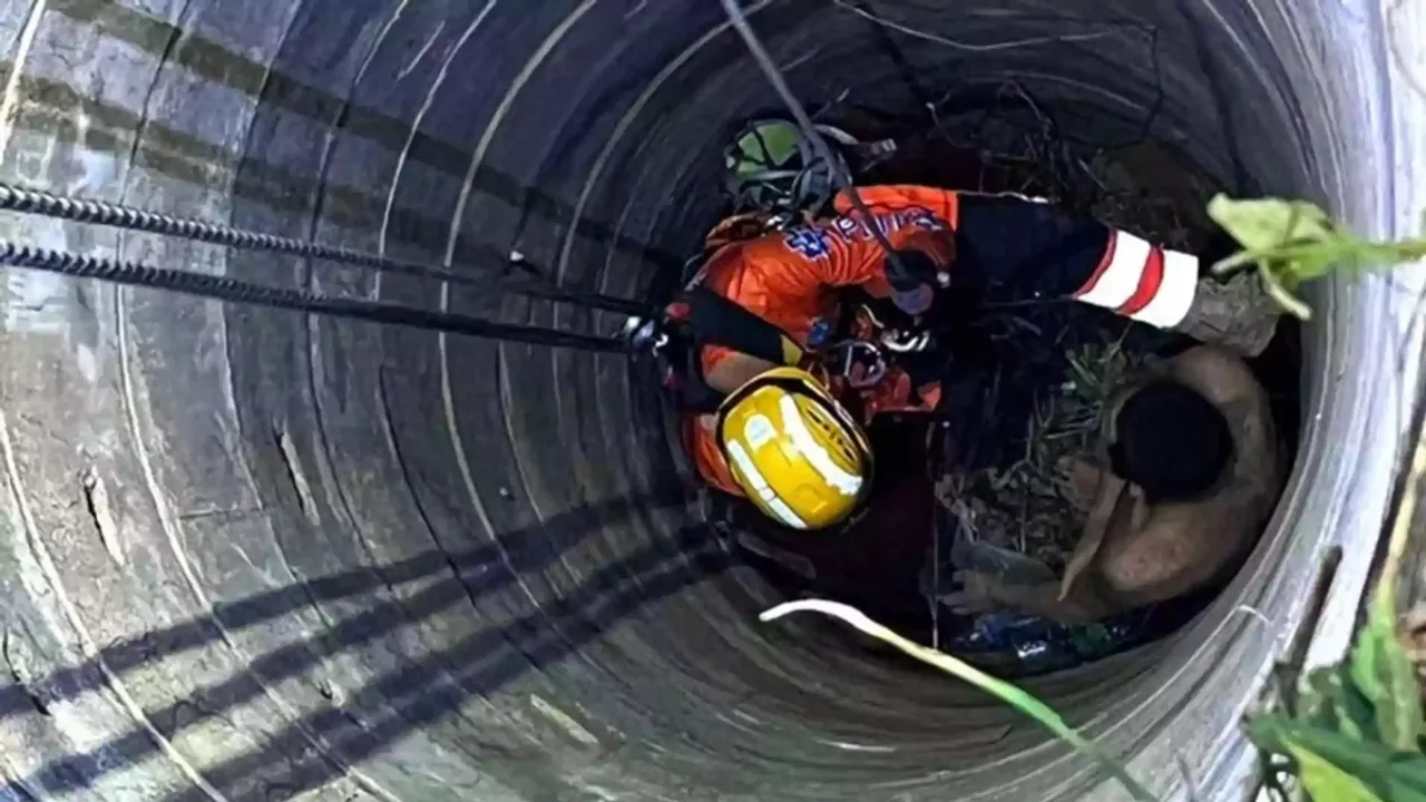 Chinese man trapped well 