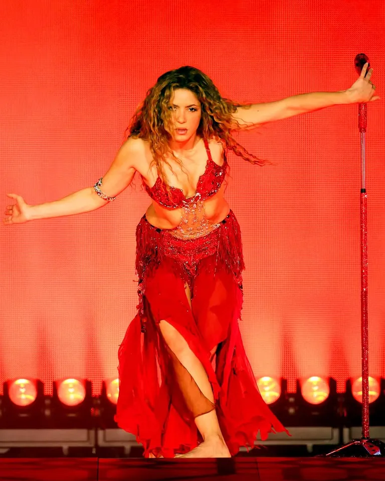 Pop Singer Shakira Red Look By Indian Designer Anamika Khanna For World Tour