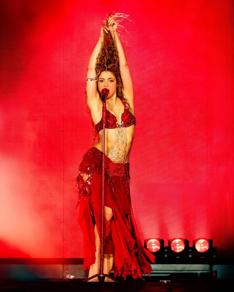 Pop Singer Shakira Red Look By Indian Designer Anamika Khanna For World Tour