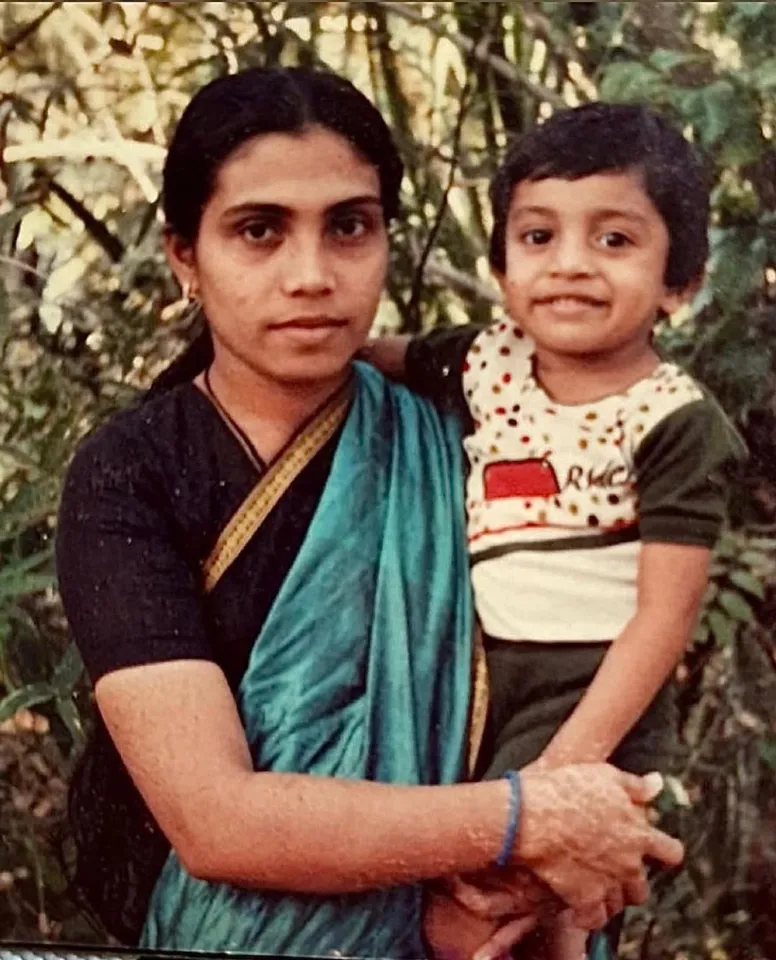 Soubin Shahir with his mother childhood photo 1