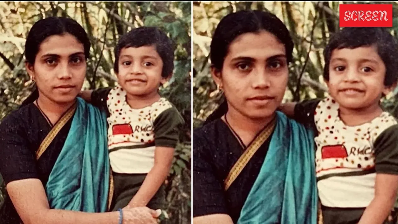 Soubin Shahir with his mother childhood photo