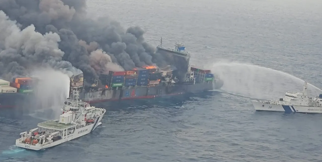 cargo ship fire new