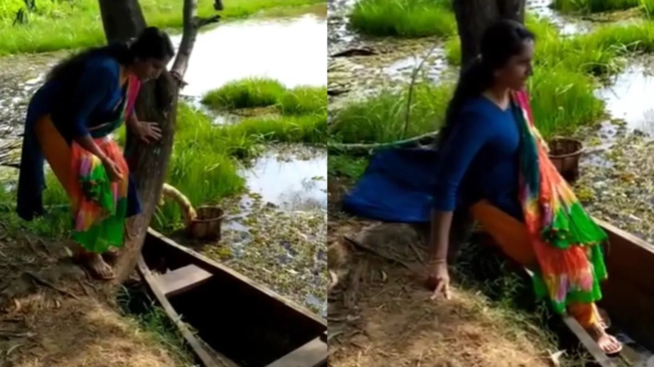 Lady fell into water viral video