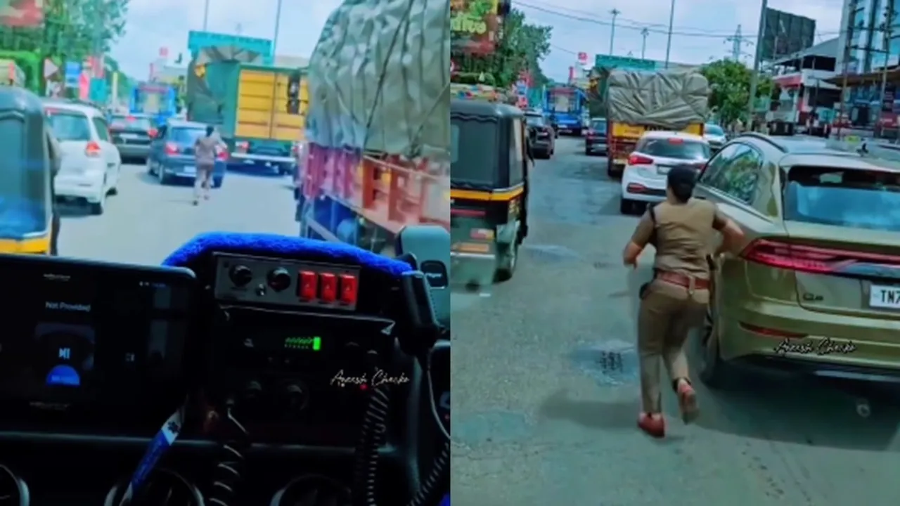 Kerala Police Officer Aprna Making Way for Ambulance