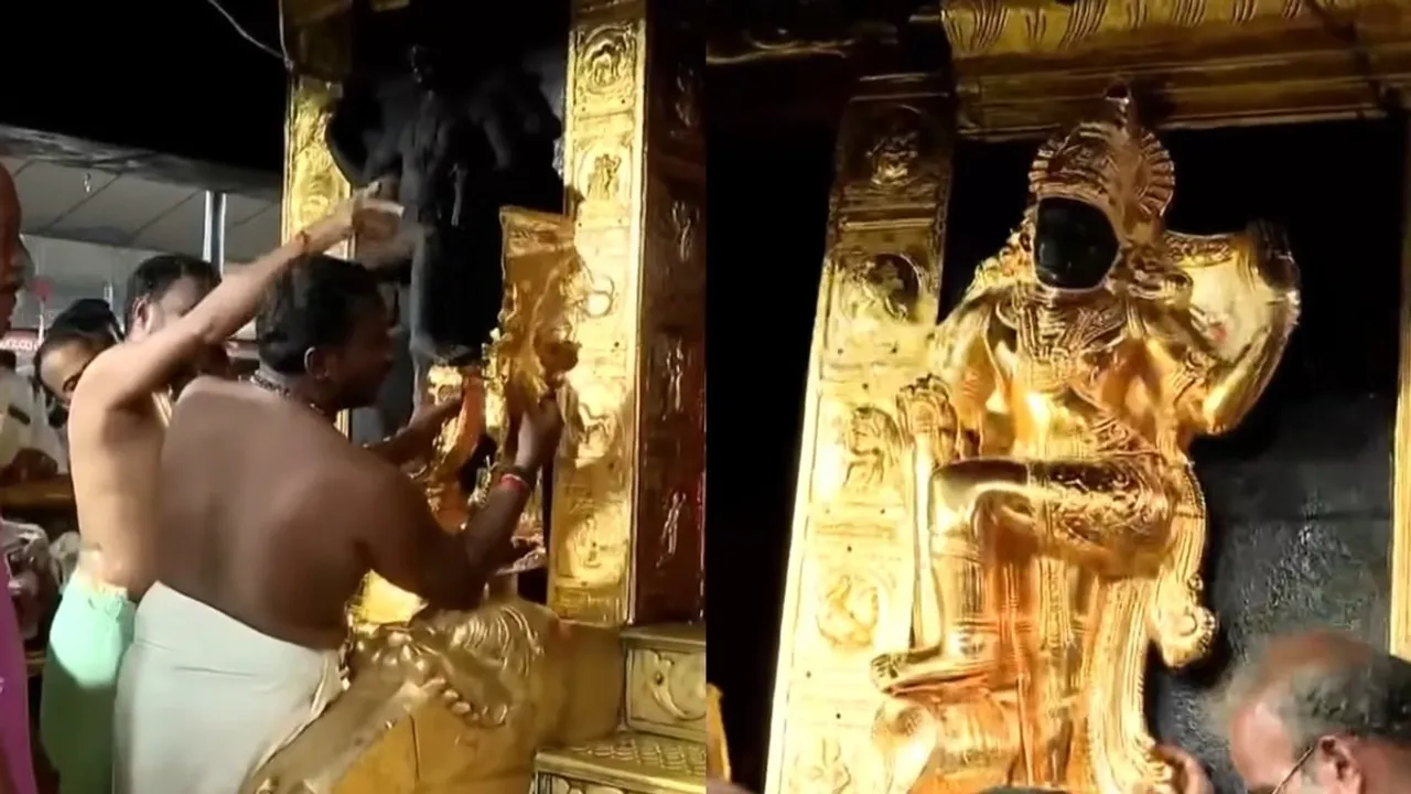 Sabarimala Dwarapalaka Sculpture Gold Plating