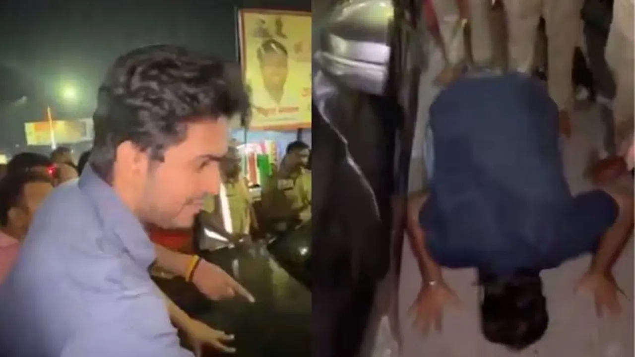 BJP leader abuses forces man to kneel