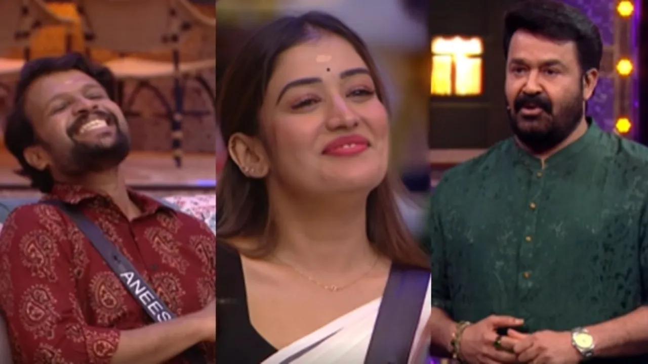 Bigg Boss Malayalam Season 7 Anumol Aneesh and Mohanlal