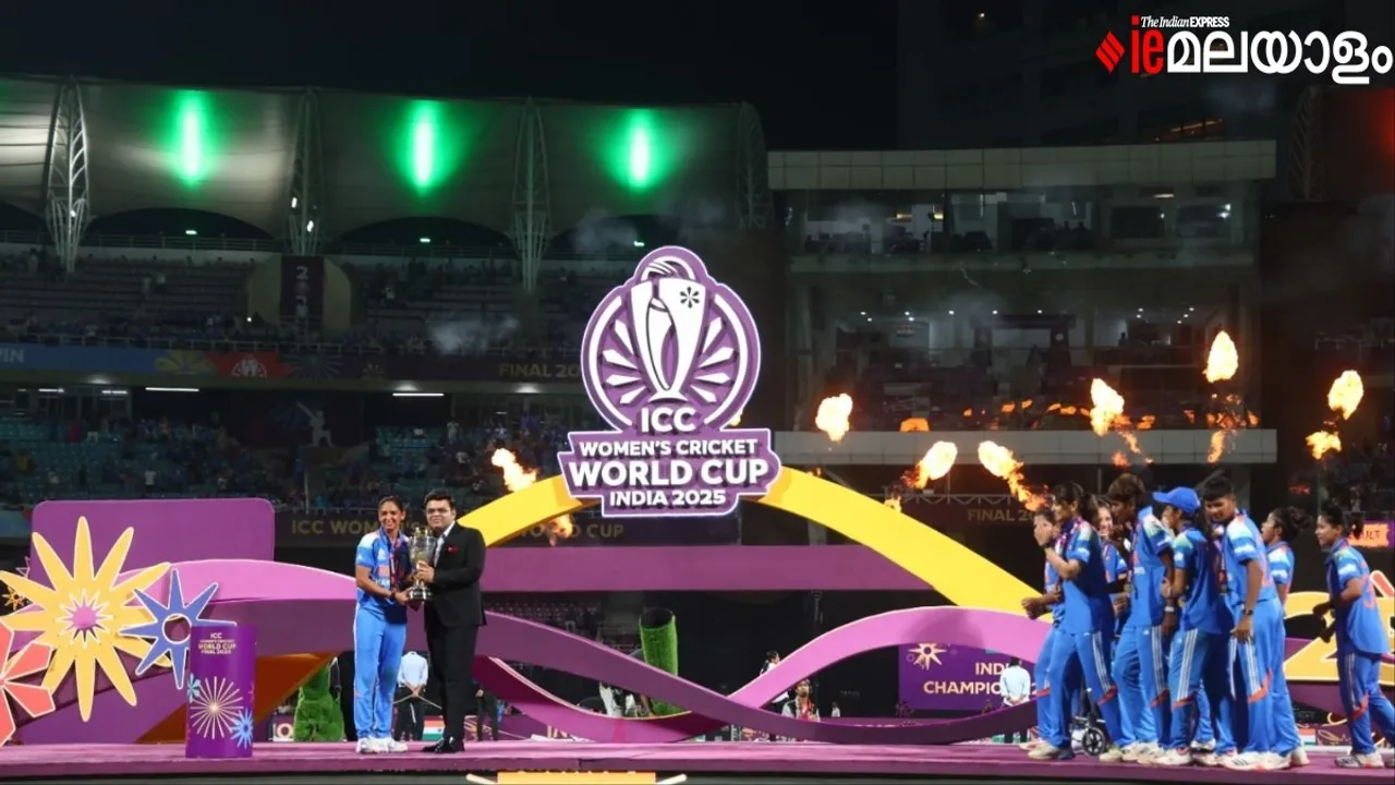 Harmanpreet Kaur and Jay Shah World Cup Trophy