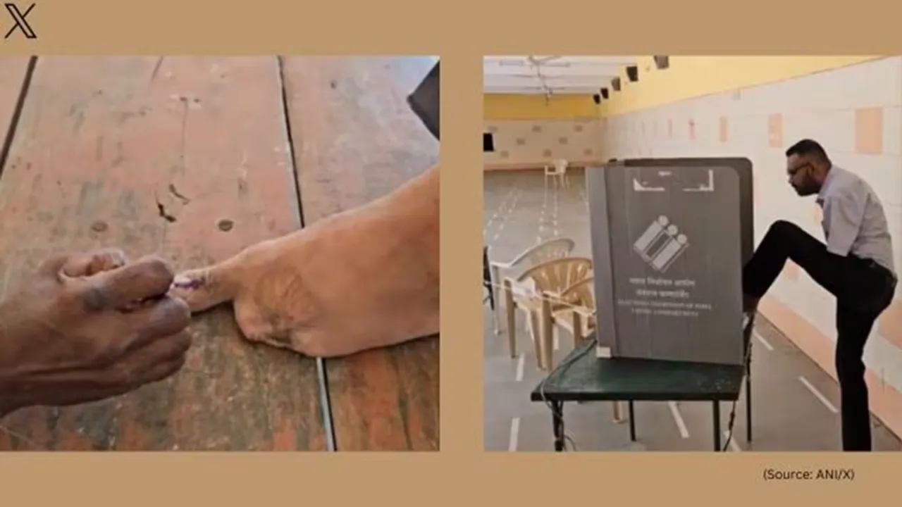 Gujarat man casts his vote with toe