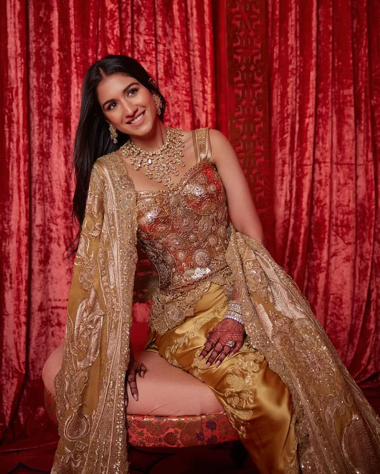 Radhika Merchant Golden Outfit