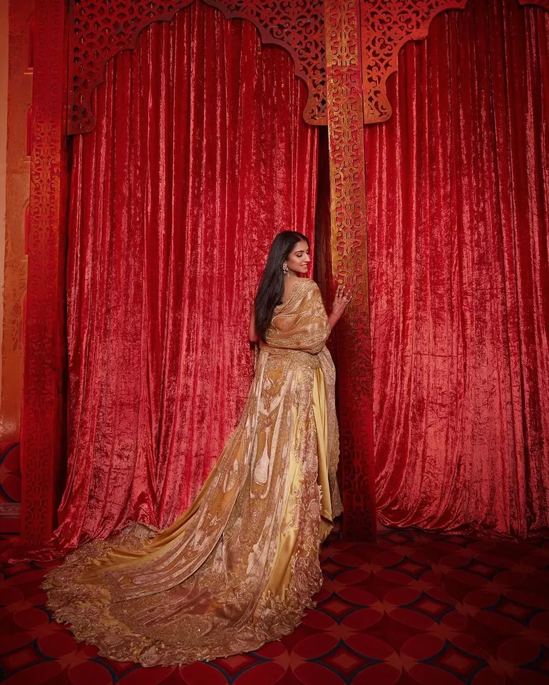 Radhika Merchant Golden Outfit