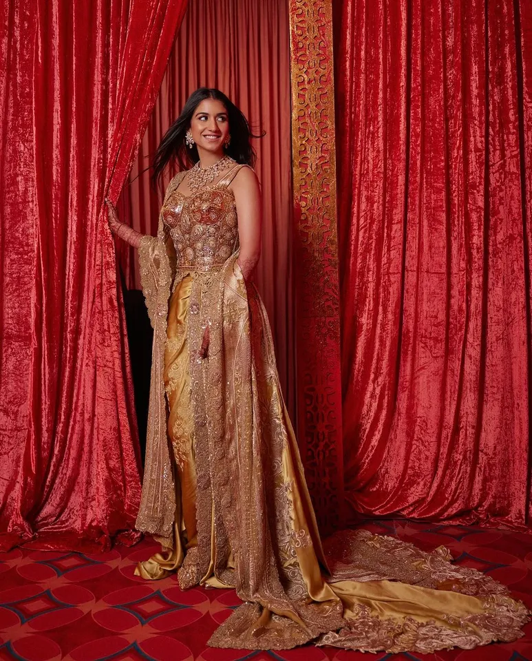 Radhika Merchant Golden Outfit