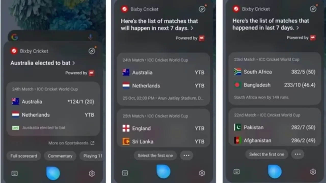 ICC World Cup scores using Samsung Bixby Cricket | Bixby