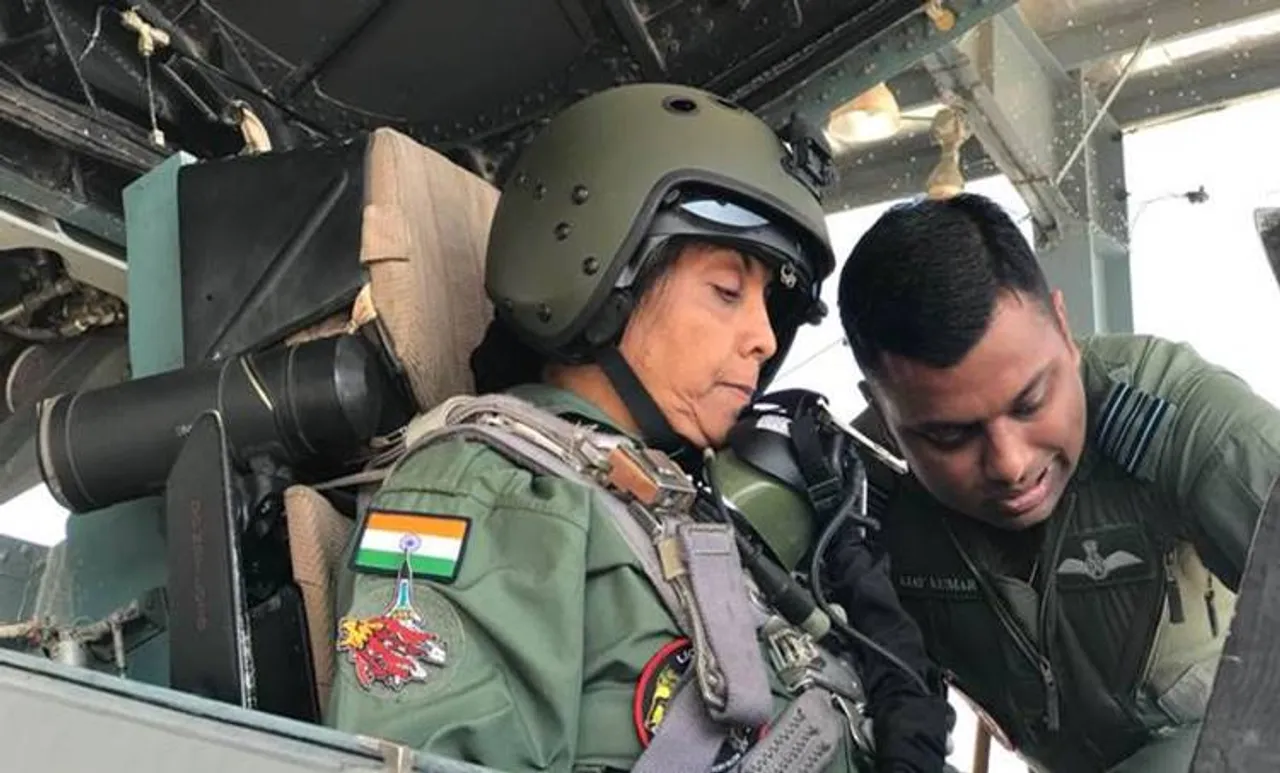 Defence Minister Nirmala Sitharaman being familiarised with the Sukoi-30 MKI in Jodhpur on Wednesday